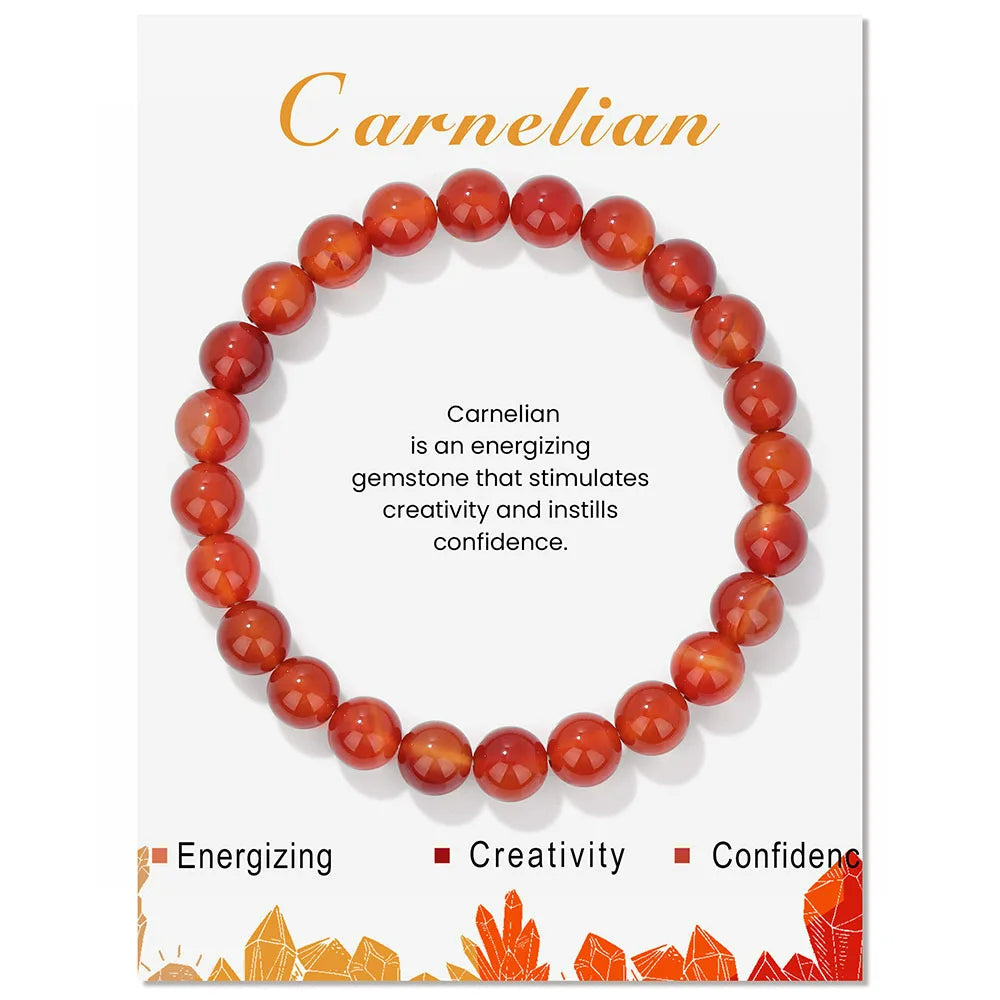 Pulsera de cuentas de energía curativa con cristales naturales de Olivenorma de 8 mm.