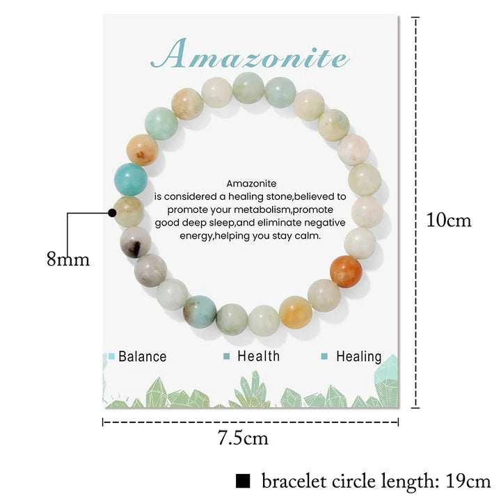 Pulsera de cuentas de energía curativa con cristales naturales de Olivenorma de 8 mm.