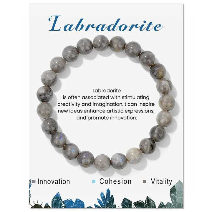 Pulsera de cuentas de energía curativa con cristales naturales de Olivenorma de 8 mm.