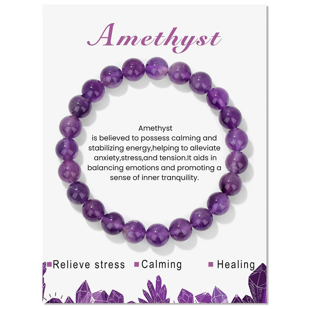 Pulsera de cuentas de energía curativa con cristales naturales de Olivenorma de 8 mm.