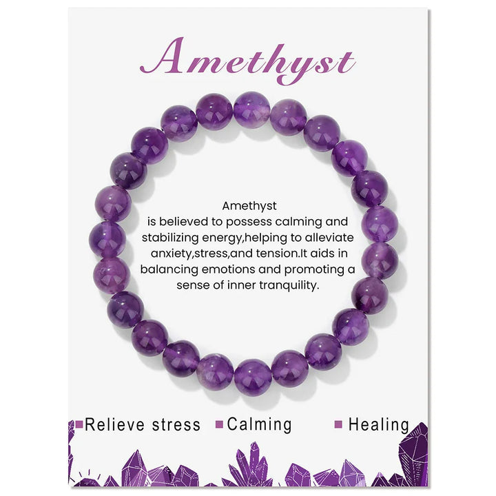 Pulsera de cuentas de energía curativa con cristales naturales de Olivenorma de 8 mm.