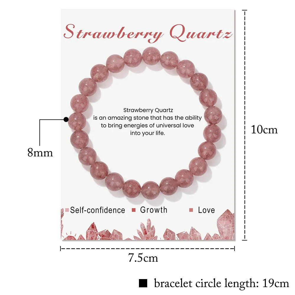 Pulsera de cuentas de energía curativa con cristales naturales de Olivenorma de 8 mm.
