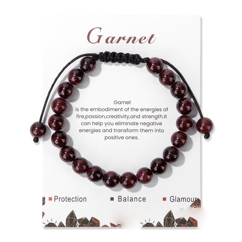 Pulsera ajustable hecha a mano con piedra natural de 8 mm de Olivenorma