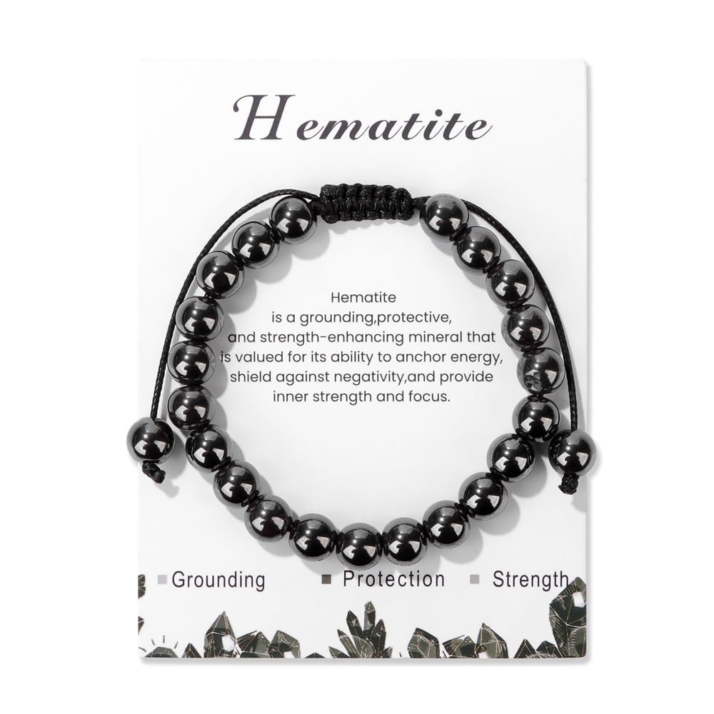 Pulsera ajustable hecha a mano con piedra natural de 8 mm de Olivenorma