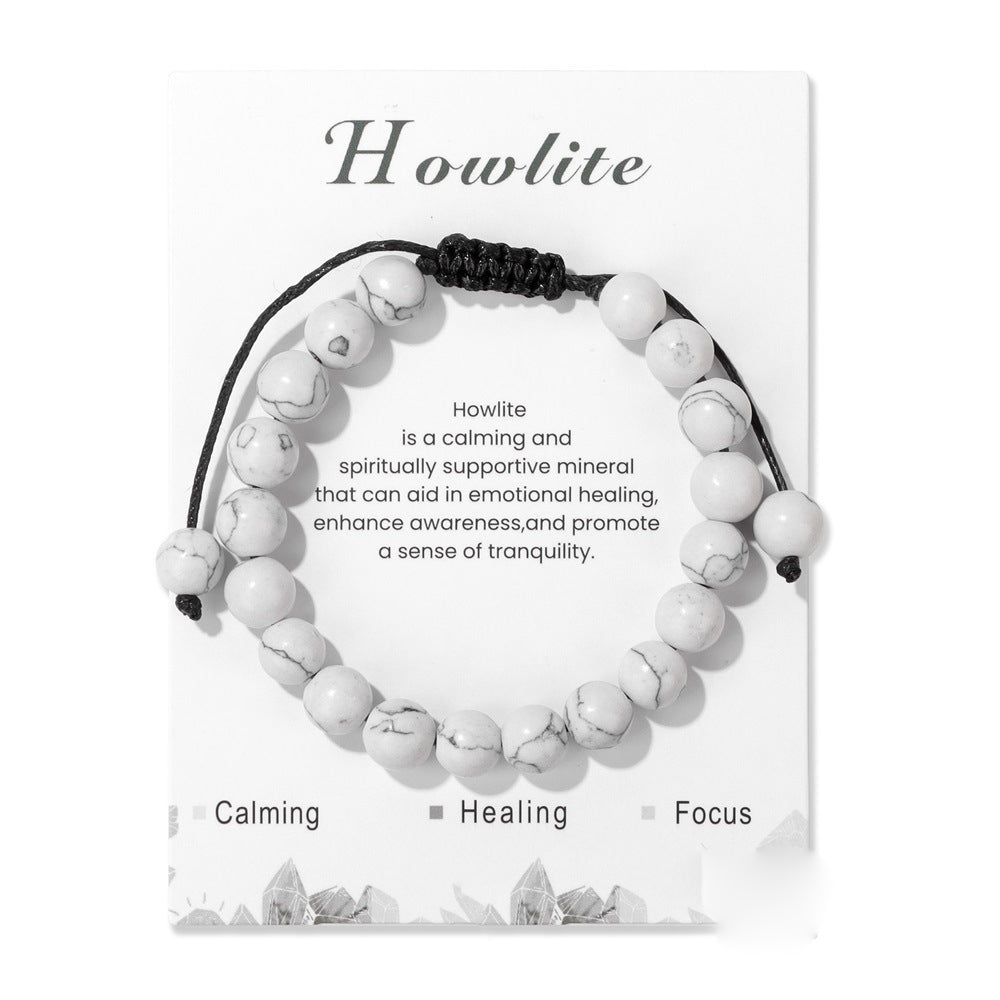 Pulsera ajustable hecha a mano con piedra natural de 8 mm de Olivenorma