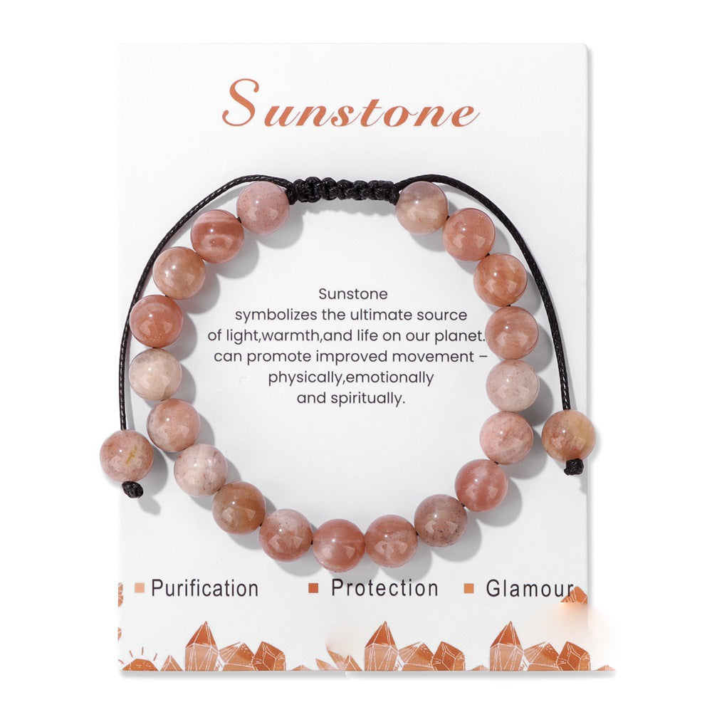 Pulsera ajustable hecha a mano con piedra natural de 8 mm de Olivenorma