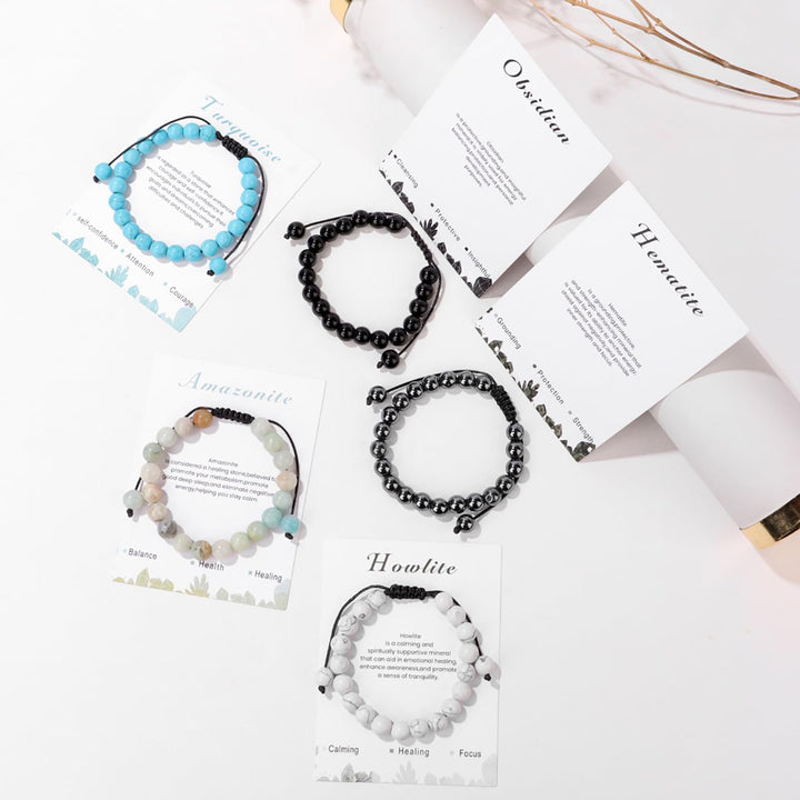 Pulsera ajustable hecha a mano con piedra natural de 8 mm de Olivenorma