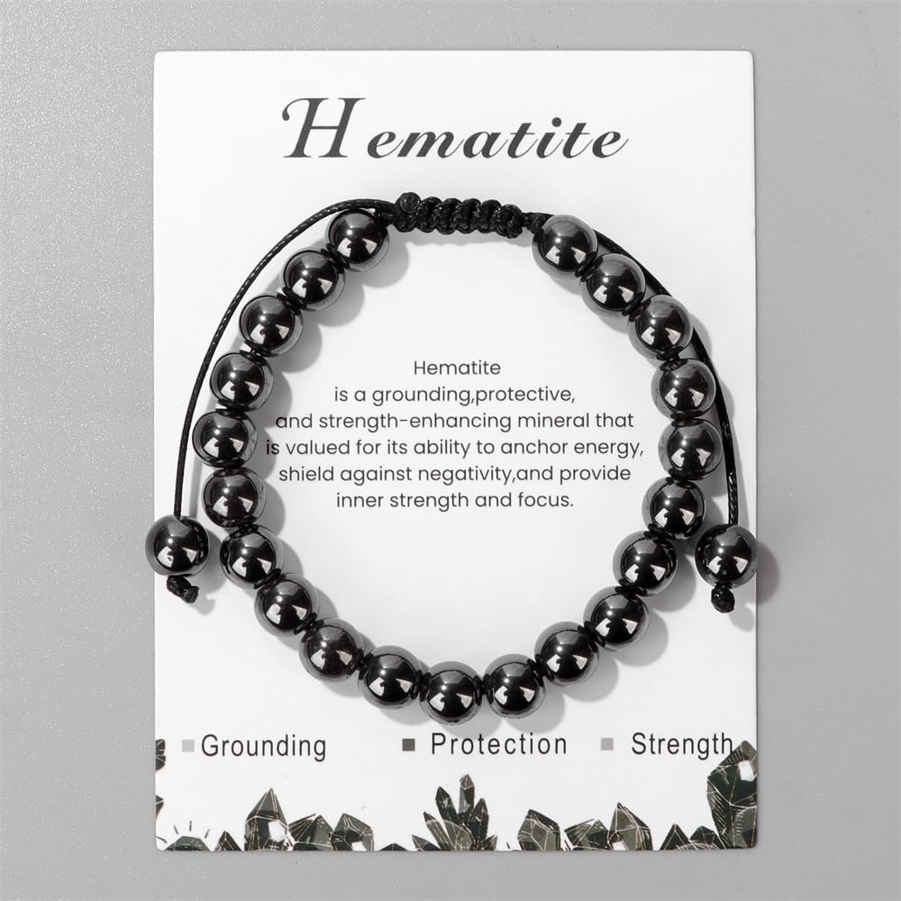 Pulsera ajustable hecha a mano con piedra natural de 8 mm de Olivenorma