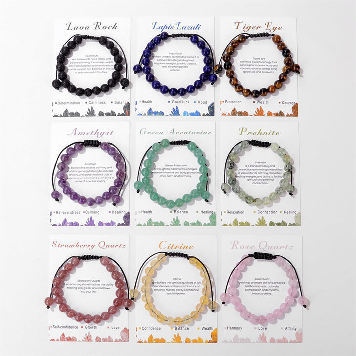 Pulsera ajustable hecha a mano con piedra natural de 8 mm de Olivenorma