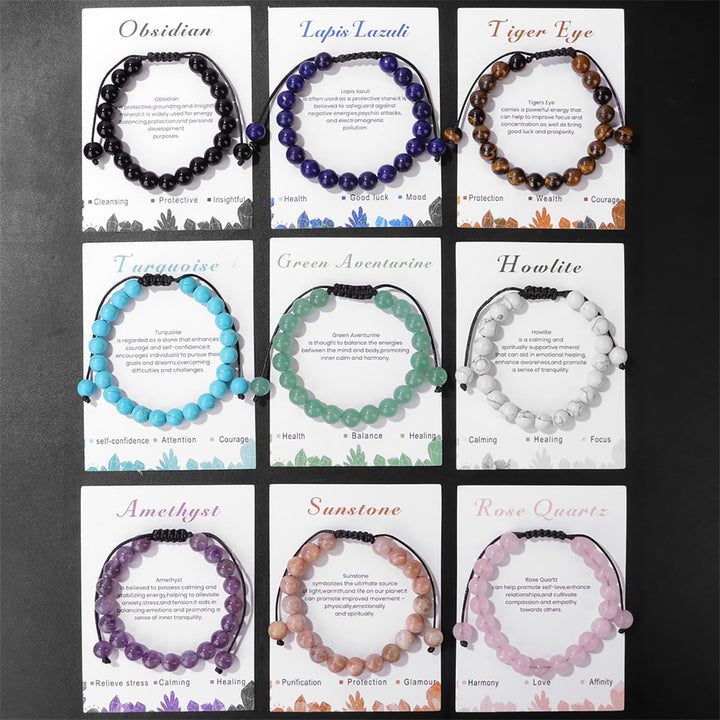 Pulsera ajustable hecha a mano con piedra natural de 8 mm de Olivenorma