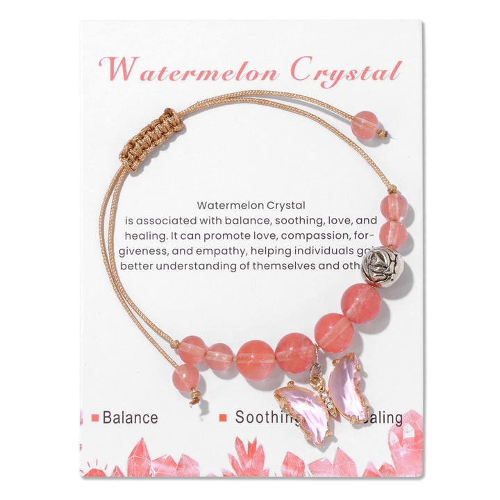 Pulsera con cordón y colgante de mariposa con cuentas de piedra natural de Olivenorma