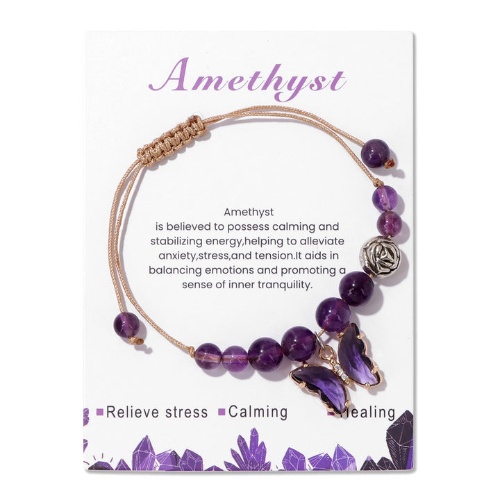 Pulsera con cordón y colgante de mariposa con cuentas de piedra natural de Olivenorma