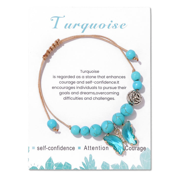 Pulsera con cordón y colgante de mariposa con cuentas de piedra natural de Olivenorma