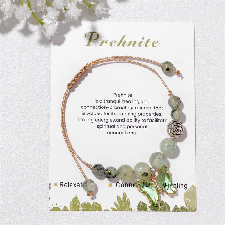 Pulsera con cordón y colgante de mariposa con cuentas de piedra natural de Olivenorma