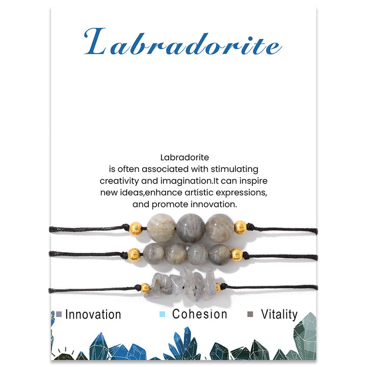 Juego de pulseras de cuentas de grava y piedra natural de Olivenorma
