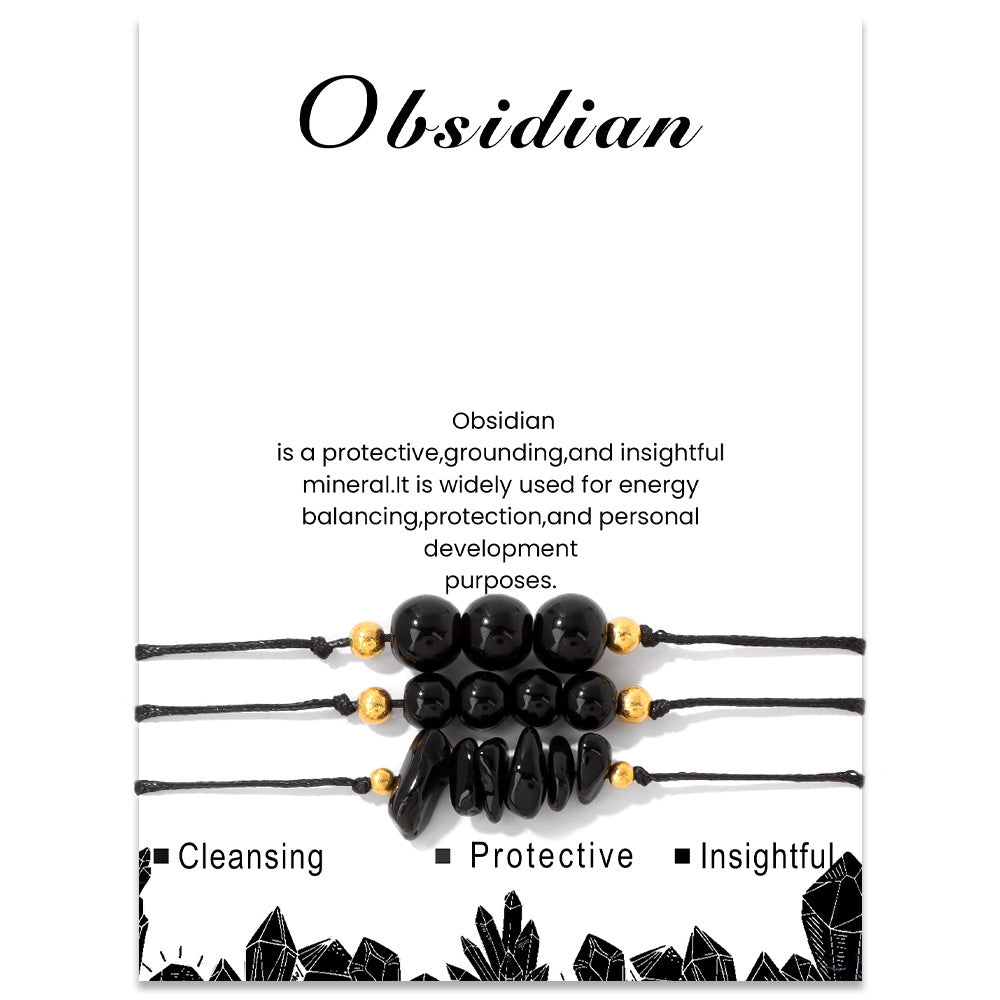 Juego de pulseras de cuentas de grava y piedra natural de Olivenorma