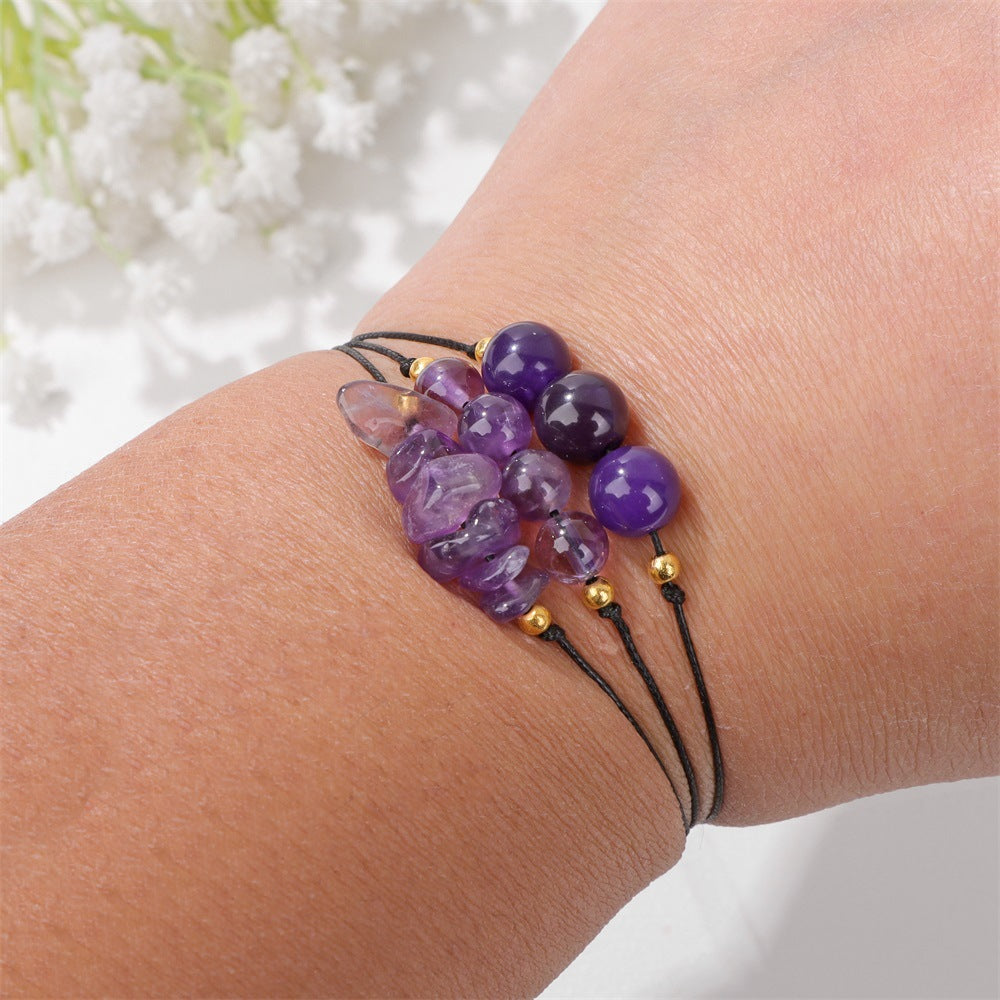 Juego de pulseras de cuentas de grava y piedra natural de Olivenorma