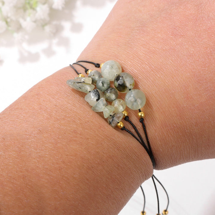Juego de pulseras de cuentas de grava y piedra natural de Olivenorma