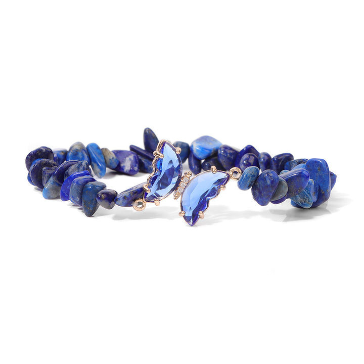 Pulsera de cuentas de grava con colgante de mariposa de cristal de Olivenorma de 5 a 8 mm 