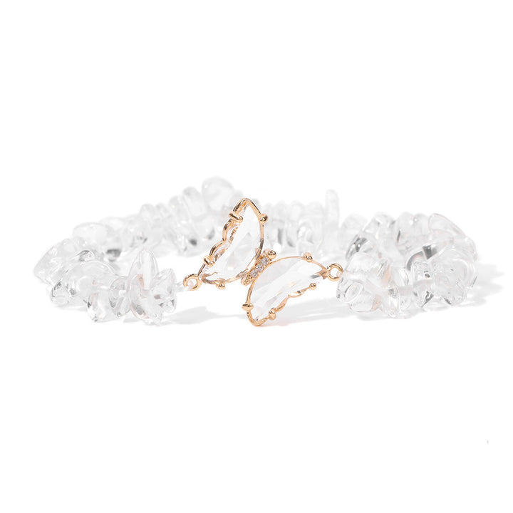 Pulsera de cuentas de grava con colgante de mariposa de cristal de Olivenorma de 5 a 8 mm 