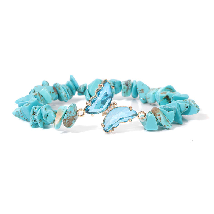 Pulsera de cuentas de grava con colgante de mariposa de cristal de Olivenorma de 5 a 8 mm 