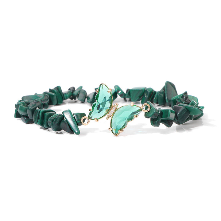 Pulsera de cuentas de grava con colgante de mariposa de cristal de Olivenorma de 5 a 8 mm 
