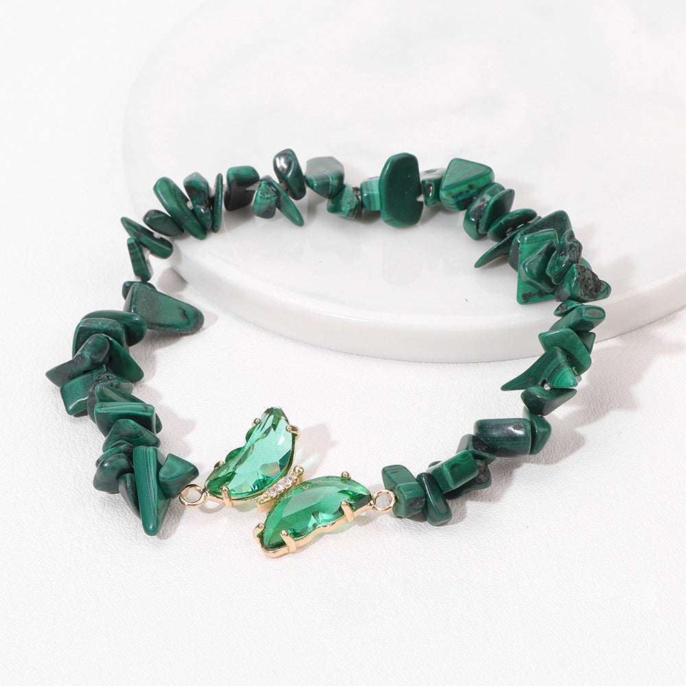 Pulsera de cuentas de grava con colgante de mariposa de cristal de Olivenorma de 5 a 8 mm 