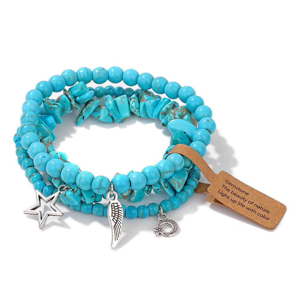 Conjunto de pulseras con colgante de luna y estrella estilo boho de Olivenorma 