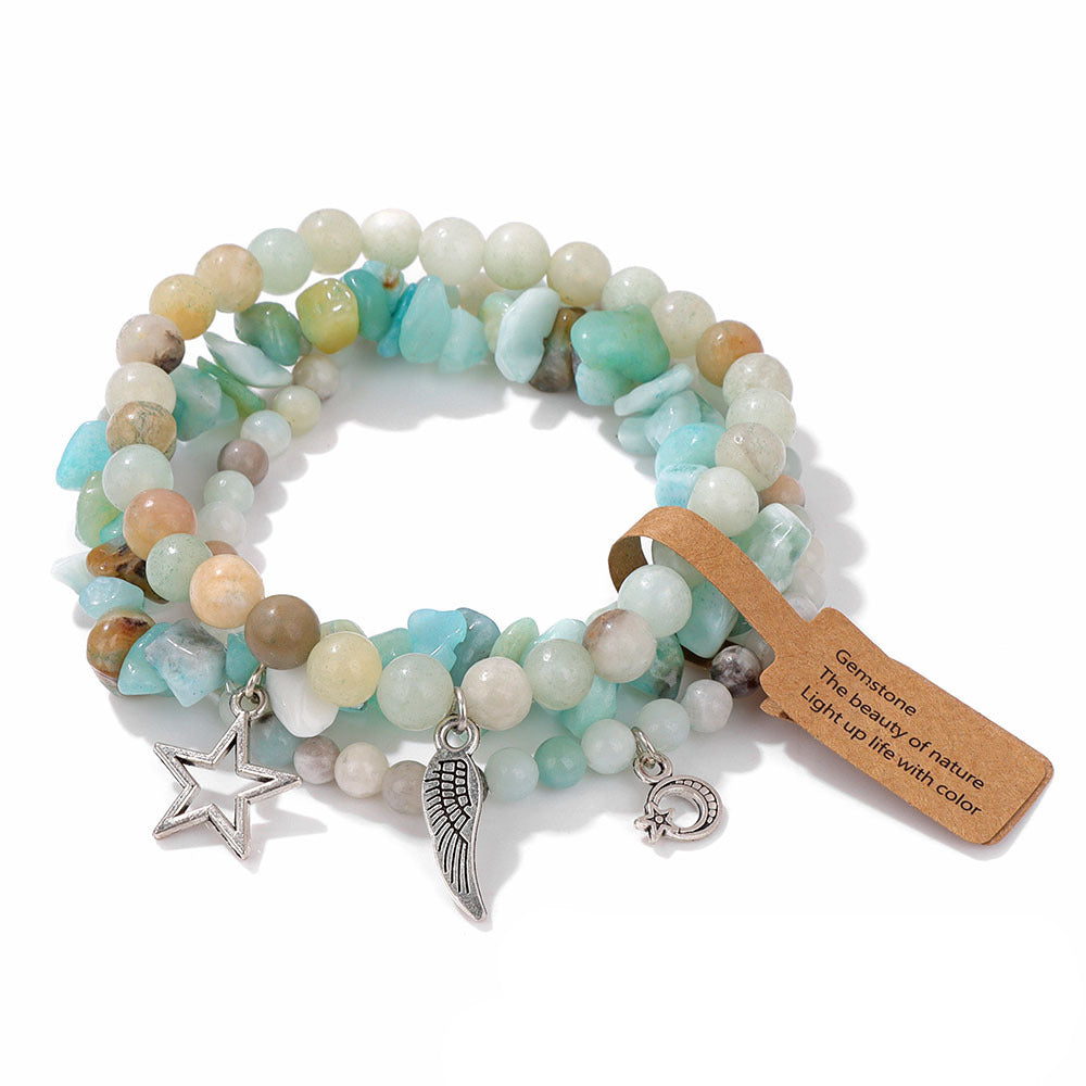 Conjunto de pulseras con colgante de luna y estrella estilo boho de Olivenorma 