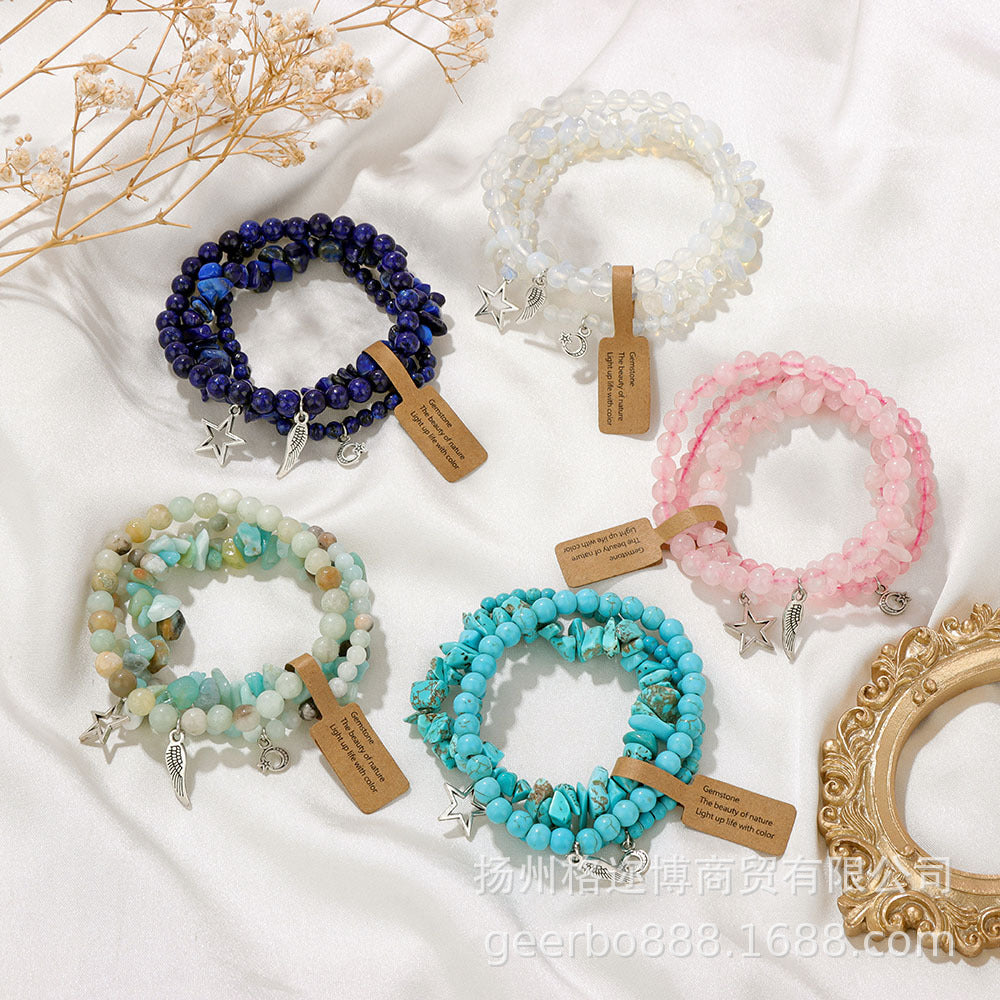 Conjunto de pulseras con colgante de luna y estrella estilo boho de Olivenorma 