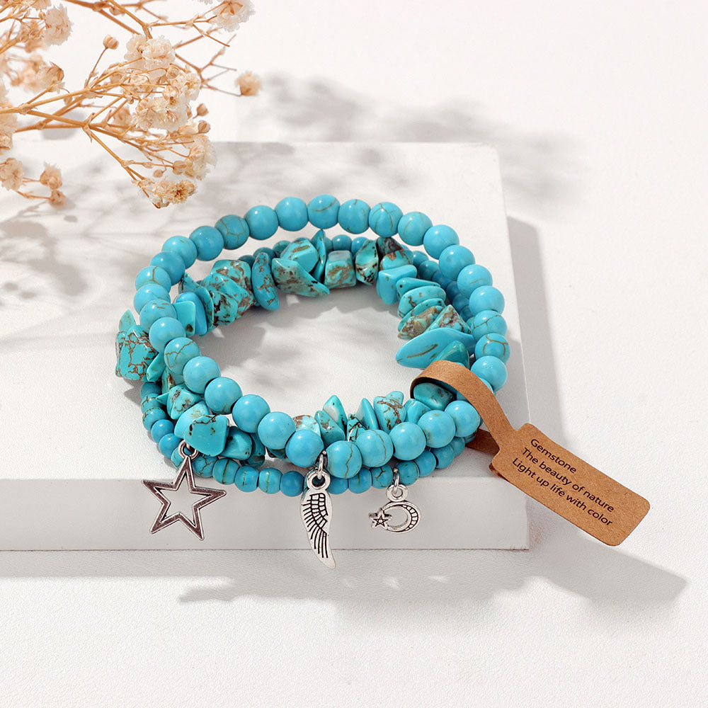 Conjunto de pulseras con colgante de luna y estrella estilo boho de Olivenorma 