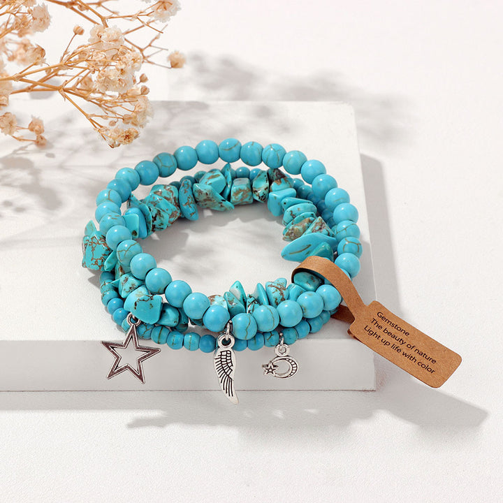 Conjunto de pulseras con colgante de luna y estrella estilo boho de Olivenorma 