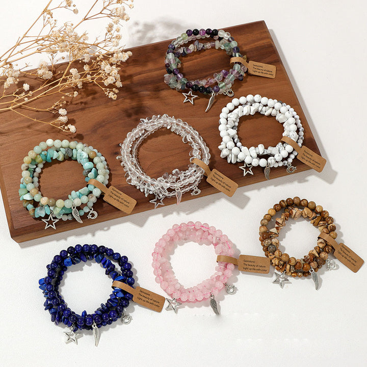 Conjunto de pulseras con colgante de luna y estrella estilo boho de Olivenorma 