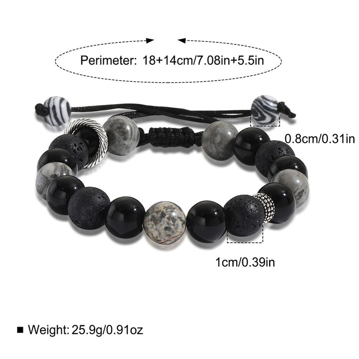 Pulsera de cuentas para hombre con piedra de lava volcánica y obsidiana de Olivenorma