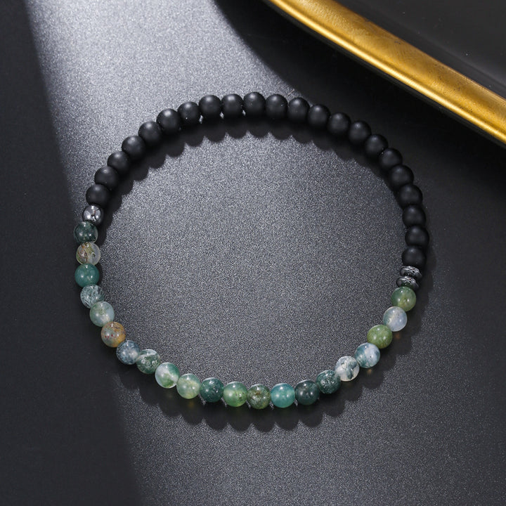Pulsera Olivenorma de 4 mm con piedra volcánica de ágata negra para hombre