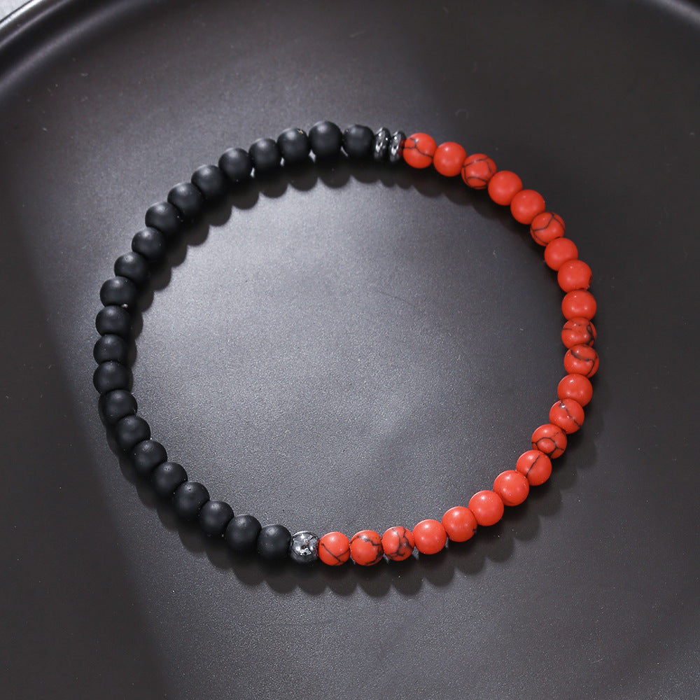 Pulsera Olivenorma de 4 mm con piedra volcánica de ágata negra para hombre