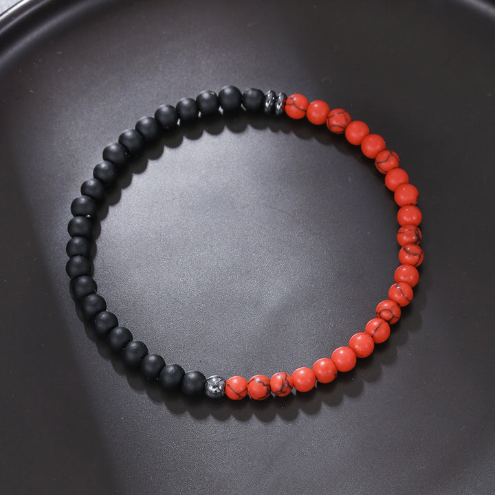 Pulsera Olivenorma de 4 mm con piedra volcánica de ágata negra para hombre