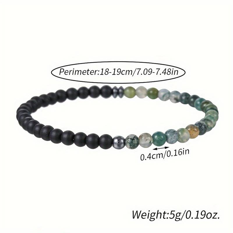 Pulsera Olivenorma de 4 mm con piedra volcánica de ágata negra para hombre