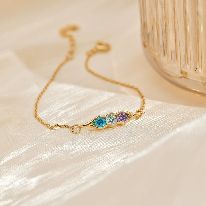 Pulsera con clip de guisante de amatista, circonita blanca y aguamarina de Olivenorma 