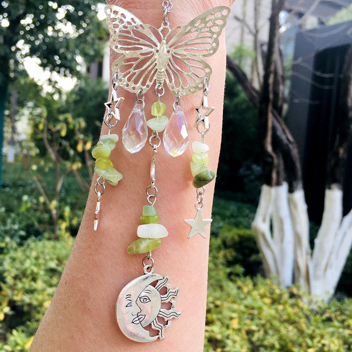 Atrapasol mariposa estilo Olivenorma, carillón de viento con forma de sol y luna 