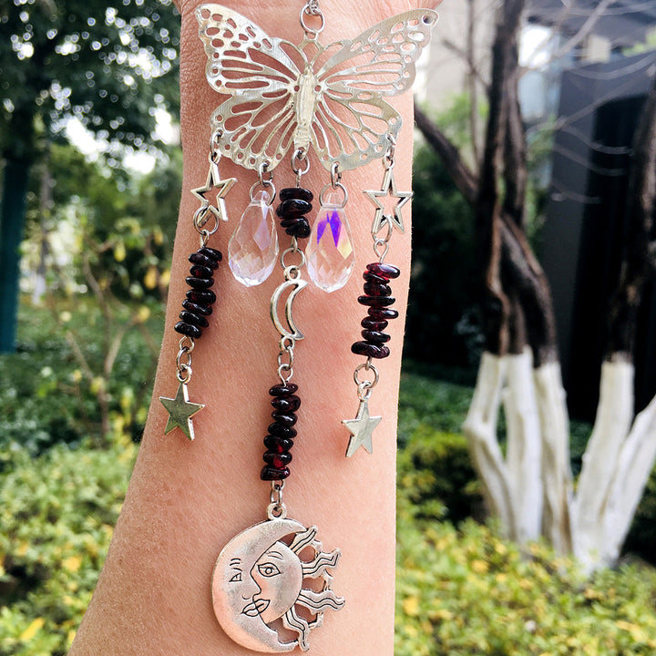 Atrapasol mariposa estilo Olivenorma, carillón de viento con forma de sol y luna 