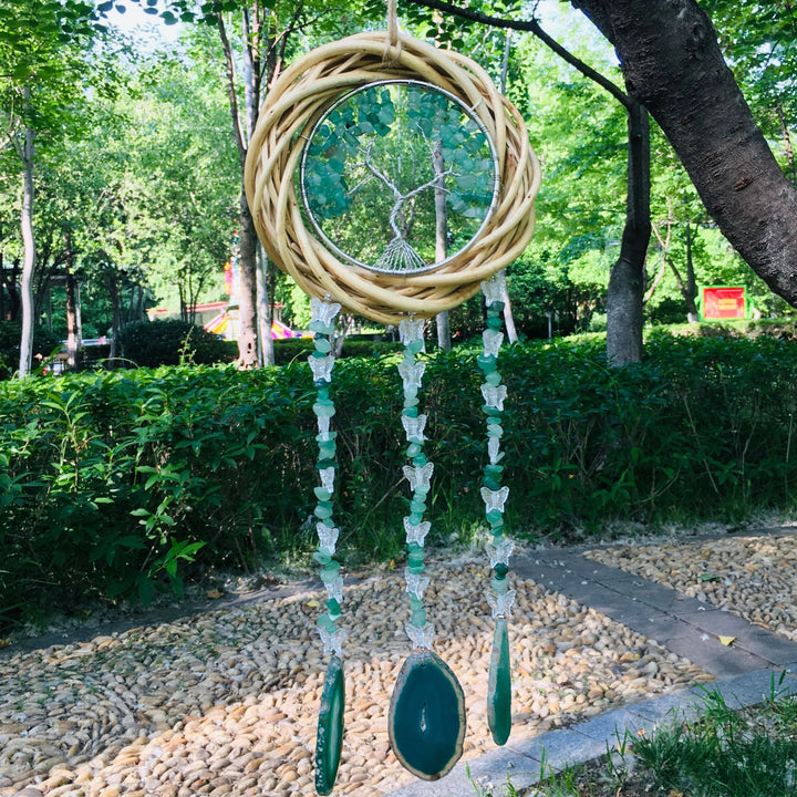 Carillón de viento de ágata de cristal del árbol de la vida de Olivenorma