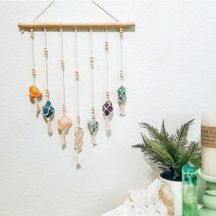 Adornos colgantes de cristal de chakras tejidos a mano estilo bohemio de Olivenorma 