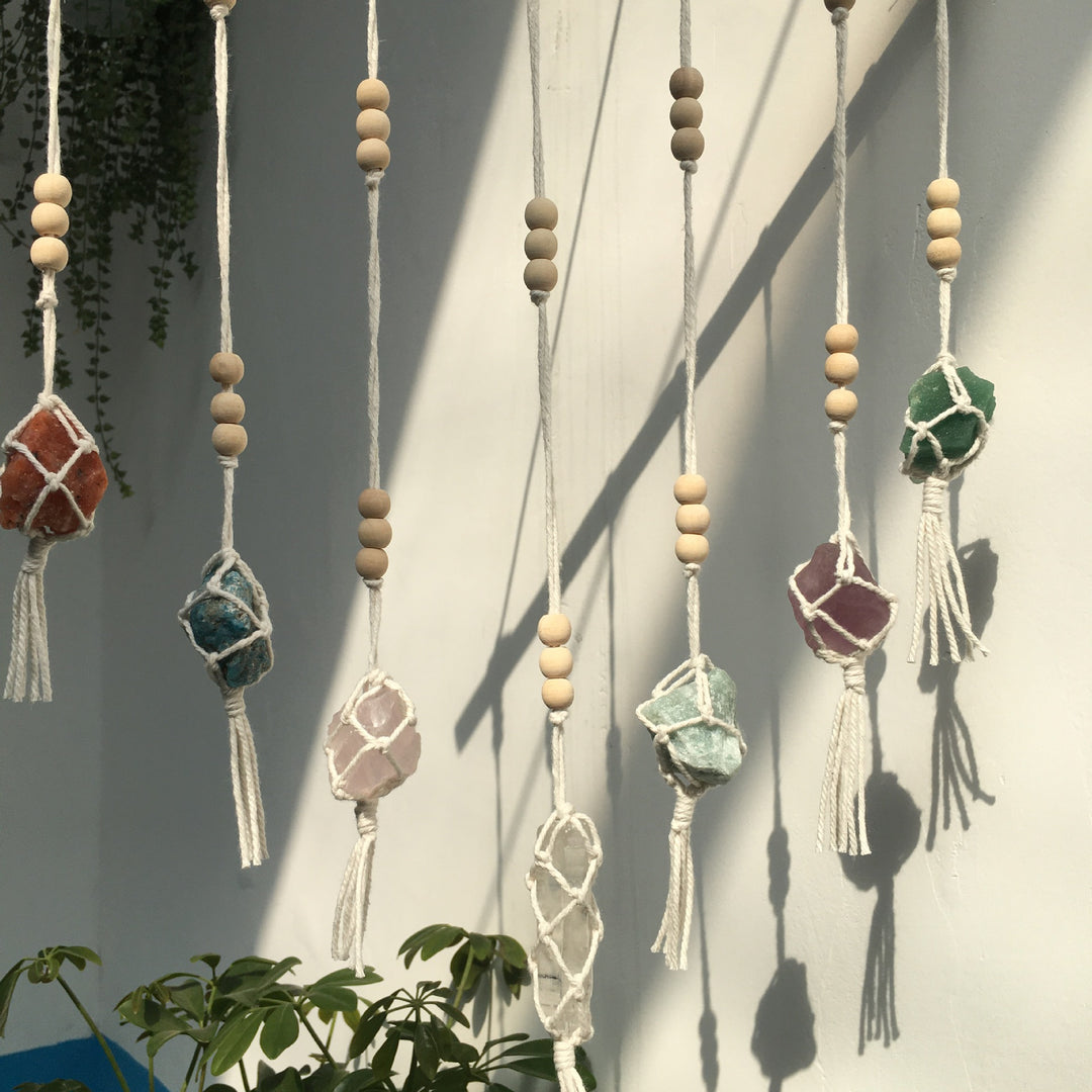 Adornos colgantes de cristal de chakras tejidos a mano estilo bohemio de Olivenorma 