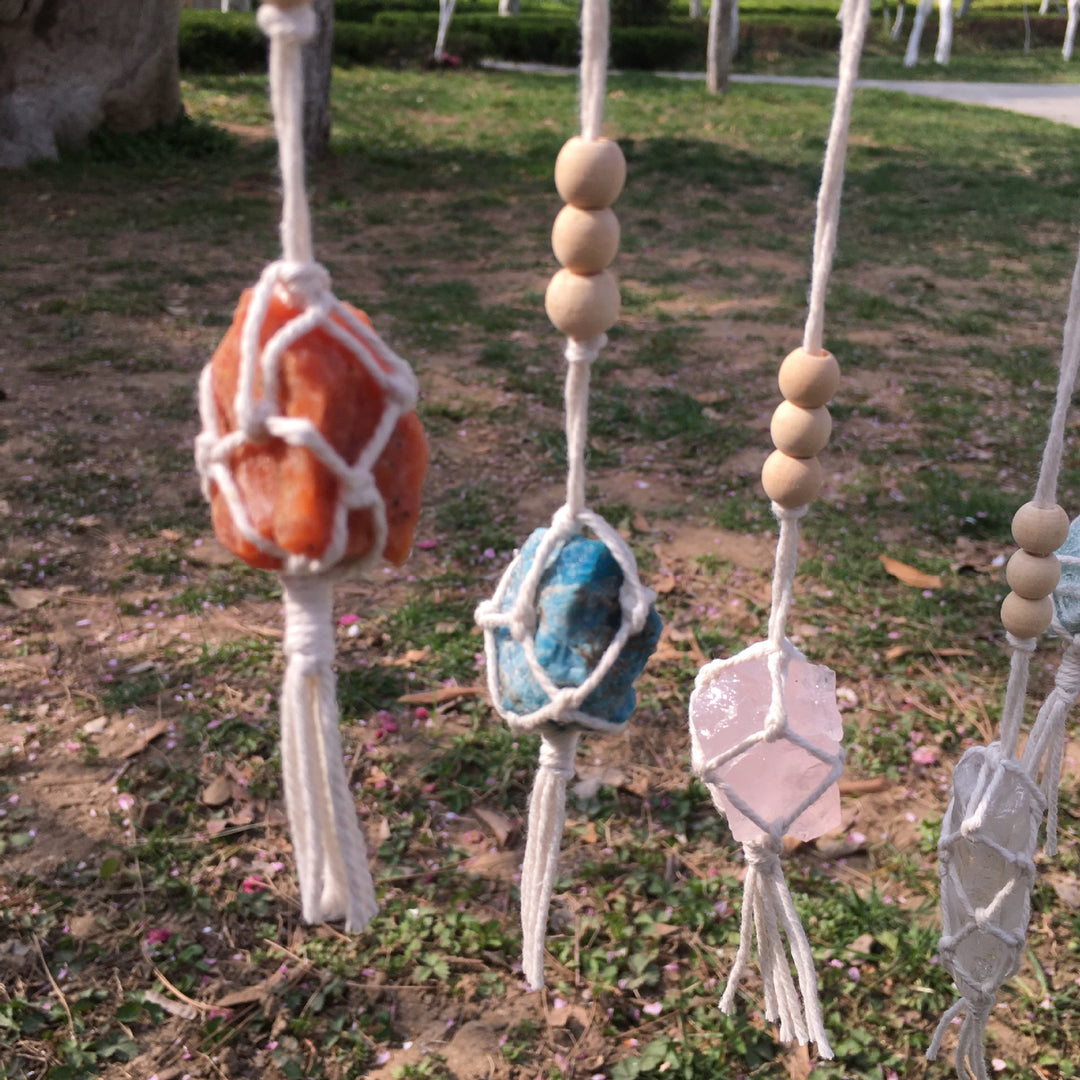 Adornos colgantes de cristal de chakras tejidos a mano estilo bohemio de Olivenorma 