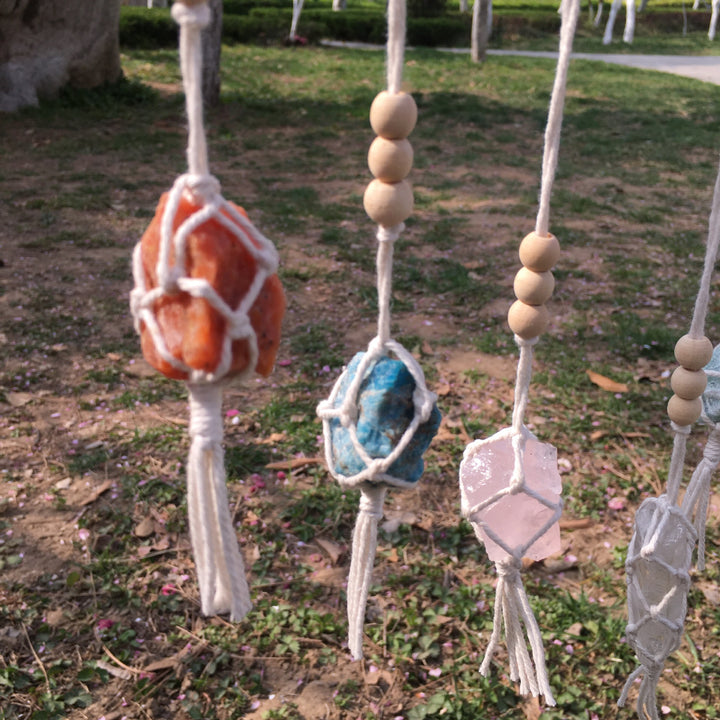 Adornos colgantes de cristal de chakras tejidos a mano estilo bohemio de Olivenorma 