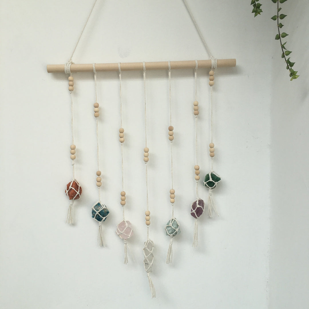 Adornos colgantes de cristal de chakras tejidos a mano estilo bohemio de Olivenorma 
