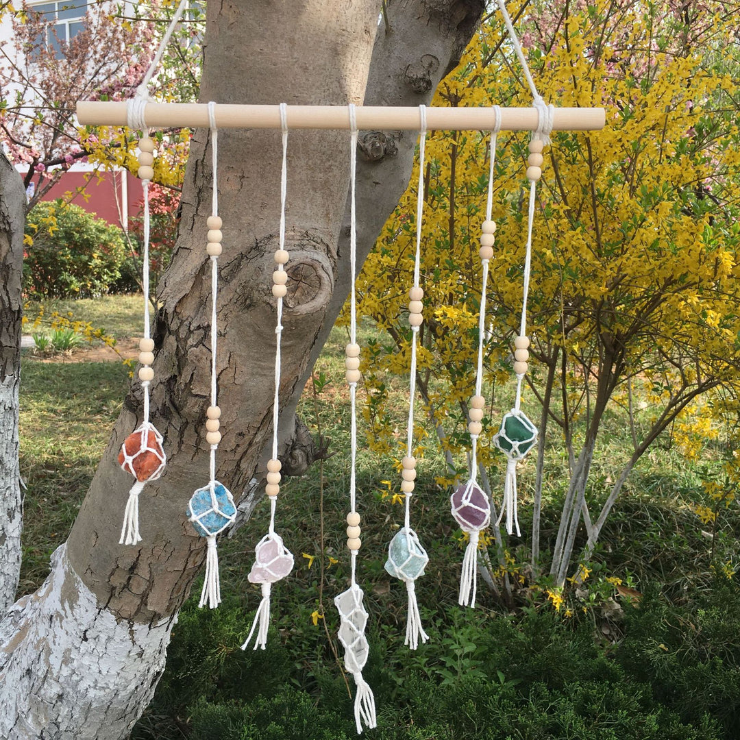 Adornos colgantes de cristal de chakras tejidos a mano estilo bohemio de Olivenorma 