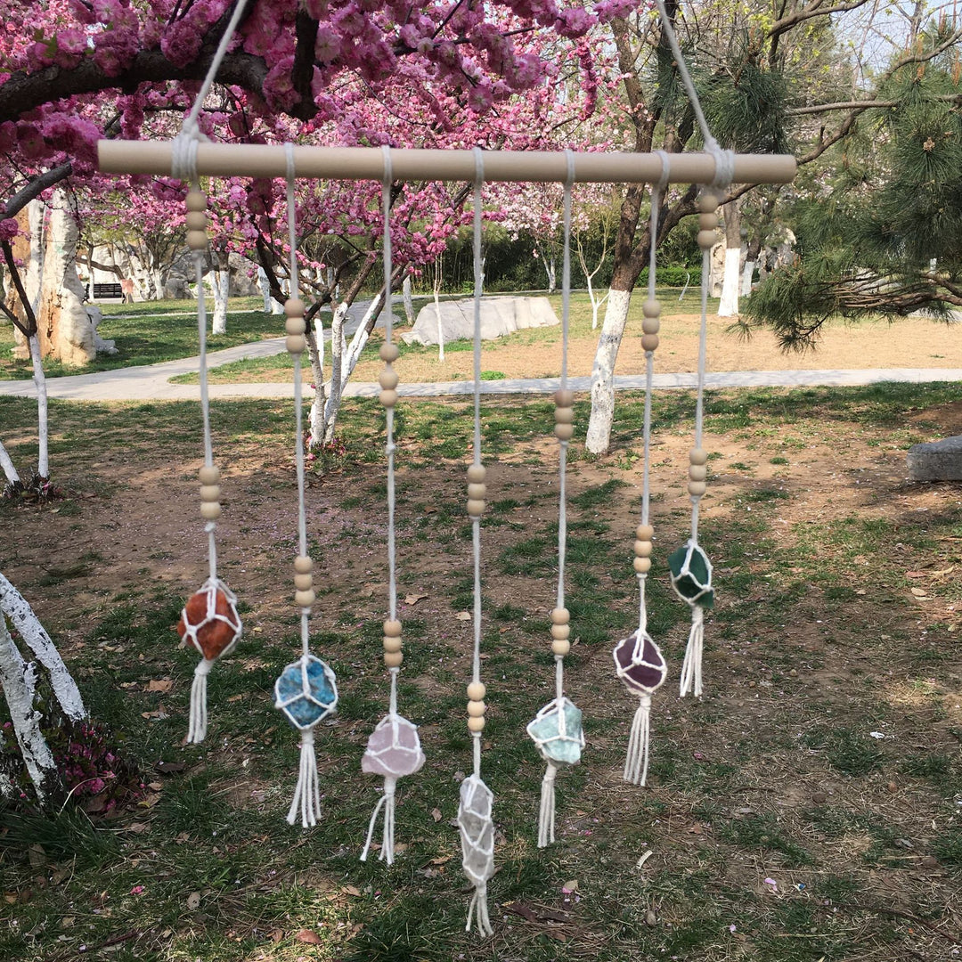 Adornos colgantes de cristal de chakras tejidos a mano estilo bohemio de Olivenorma 