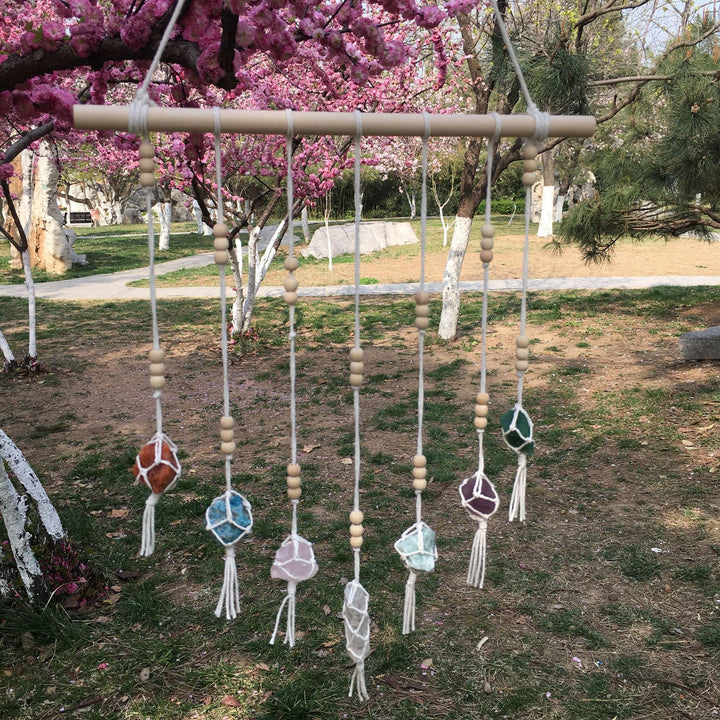Adornos colgantes de cristal de chakras tejidos a mano estilo bohemio de Olivenorma 